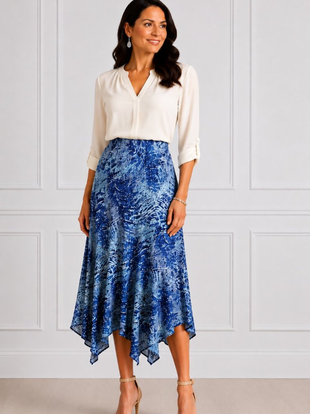 Dana Buckman Size 12 Blue Abstract Skirt